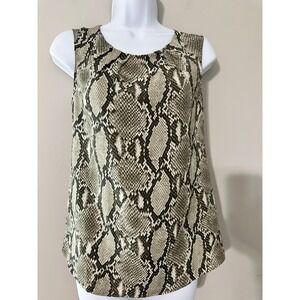 Stile‎ Benetton Women Sleeveless Snake Print Round Neck Flowy Drapey Top Size S